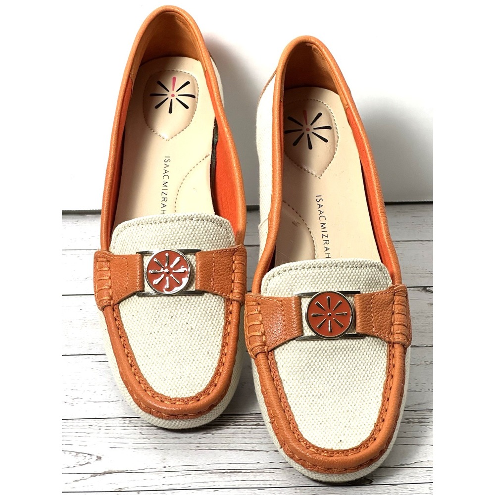 Isaac Mizrahi Live! women's loafers  Orange Trim With Canvas Size 8.5M‎ - Picture 7 of 16